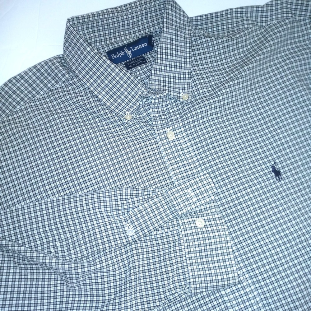 Polo Ralph Lauren Dress Shirt Yarmouth Plaid Mens Size 17 34/35 XL Preppy